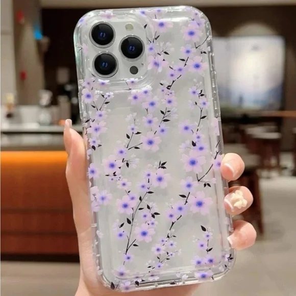 ⚠️Clearance💜iPhone 14/Pro/Pro Max Purple Floral Phone Case - Picture 1 of 3